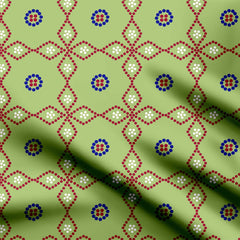 Geometric Green Bandhani Print Fabric