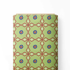 Geometric Green Bandhani Print Fabric