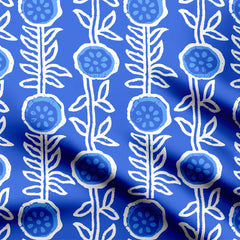 Blue Flower Plant Hand Art Print Fabric