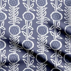 Grey Flower Plant Hand Art Print Fabric