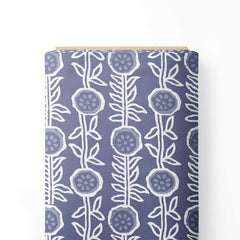 Grey Flower Plant Hand Art Print Fabric