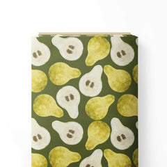 Random Pear Crayon Texture Boho Green Background Print Fabric