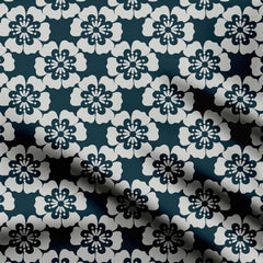 Floral in Teal and Fog Print Fabric