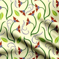 The leaf and flower seamless pattern Print Fabric