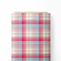 The Blue and Pink Checkered Seamless pattern Print Fabric