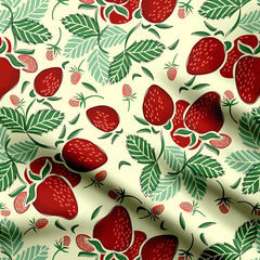 The Strawberry and leaf Seamless pattern Print Fabric