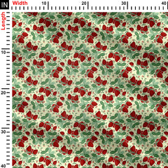 The Strawberry and leaf Seamless pattern Print Fabric