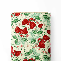 The Strawberry and leaf Seamless pattern Print Fabric