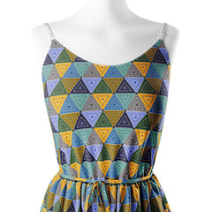 Geometrical Triangle Pattern With Dots Print Fabric