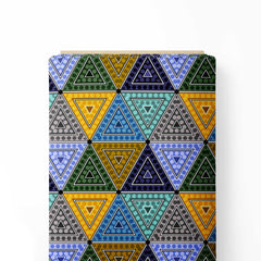 Geometrical Triangle Pattern With Dots Print Fabric