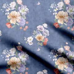 pastel colour flower allover Print Fabric