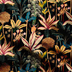 tropical design with black ground Print Fabric