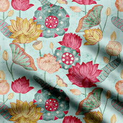 tropical big flower light toon design Print Fabric