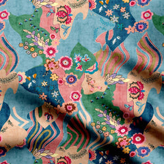 floral with shapes design Print Fabric