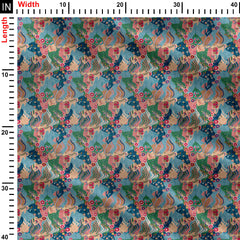 floral with shapes design Print Fabric