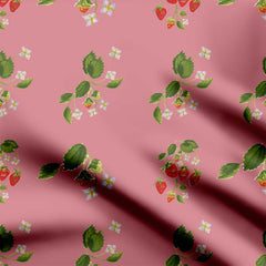 strawberry pink Print Fabric