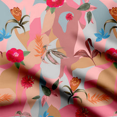 shapes upper flowers Print Fabric