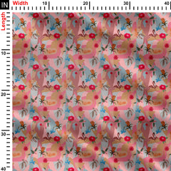 shapes upper flowers Print Fabric