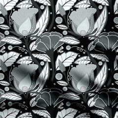 Floral Dreams in Black and Gray Print Fabric