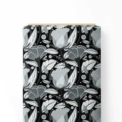 Floral Dreams in Black and Gray Print Fabric