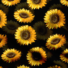 sunflower with black ground Print Fabric