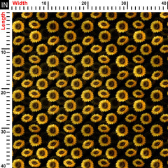 sunflower with black ground Print Fabric