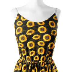 sunflower with black ground Print Fabric