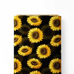 sunflower with black ground Print Fabric