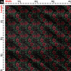 rose pattern with embroidery effect Print Fabric