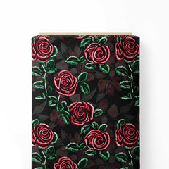 rose pattern with embroidery effect Print Fabric