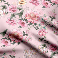 beautiful pink flowers design Print Fabric