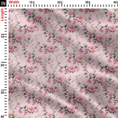 beautiful pink flowers design Print Fabric