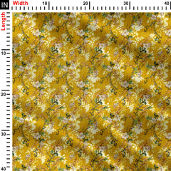 awesome yellow ground with floral design Print Fabric