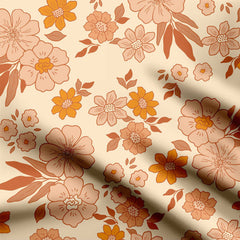 Retro Groovy Cute Floral Print Fabric