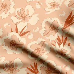 Retro Groovy Abstract Floral Print Fabric