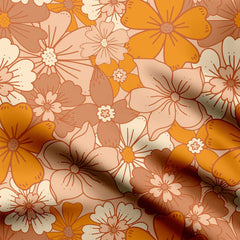 Retro Big Flowers Print Fabric