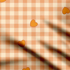 Retro Groovy Gingum Heart Print Fabric