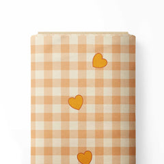 Retro Groovy Gingum Heart Print Fabric