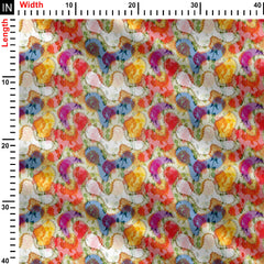 flowers with geometrical pattern Print Fabric