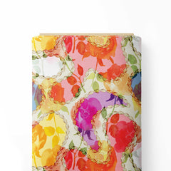 flowers with geometrical pattern Print Fabric