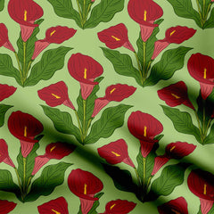 Calla Lily Cascade Olivine green Print Fabric