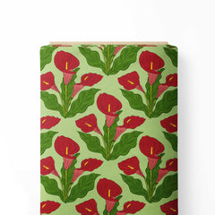 Calla Lily Cascade Olivine green Print Fabric