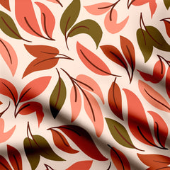 Leafy Whimsy Rust Brown & Albescent White Print Fabric