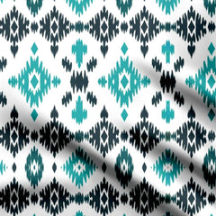 Ikat Aqua Blue Print Fabric