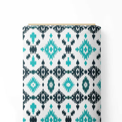 Ikat Aqua Blue Print Fabric