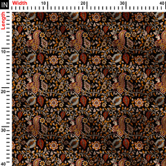 kalamkari Canopy-Black Print Fabric