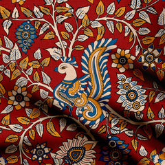 kalamkari maroon Print Fabric