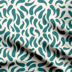 Abstract Teal Brushstroke Pattern Print Fabric