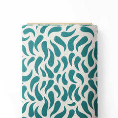 Abstract Teal Brushstroke Pattern Print Fabric