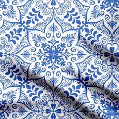 Blue ornamental mandala Print Fabric